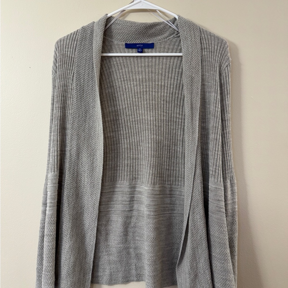 Apt. 9 Light Gray Open-Front Cardigan